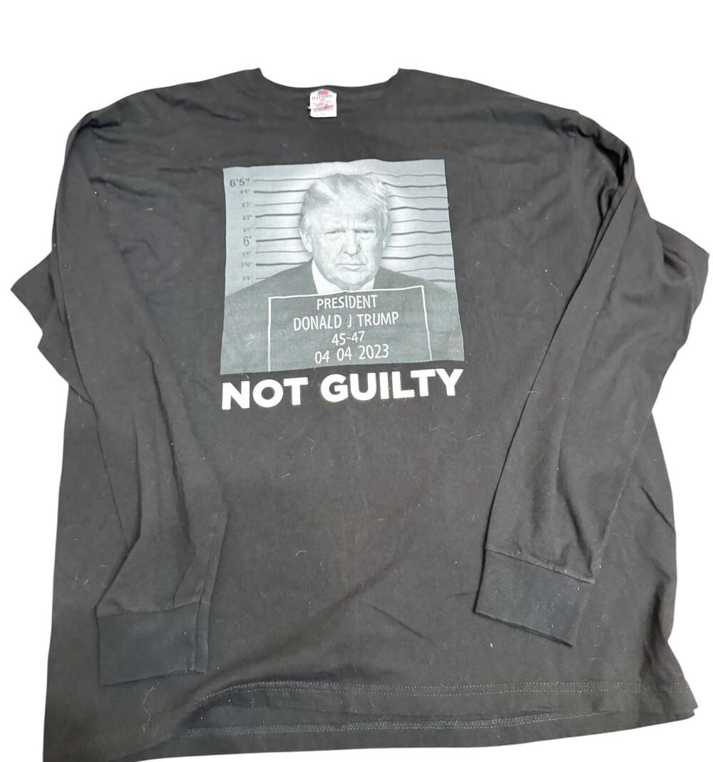 Trump Mugshot Not Guilty Trump Arrest 45-47 Political Satire Funny Trump Shirts